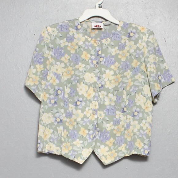 Vintage Alia floral button up blouse granny chic - Picture 1 of 4
